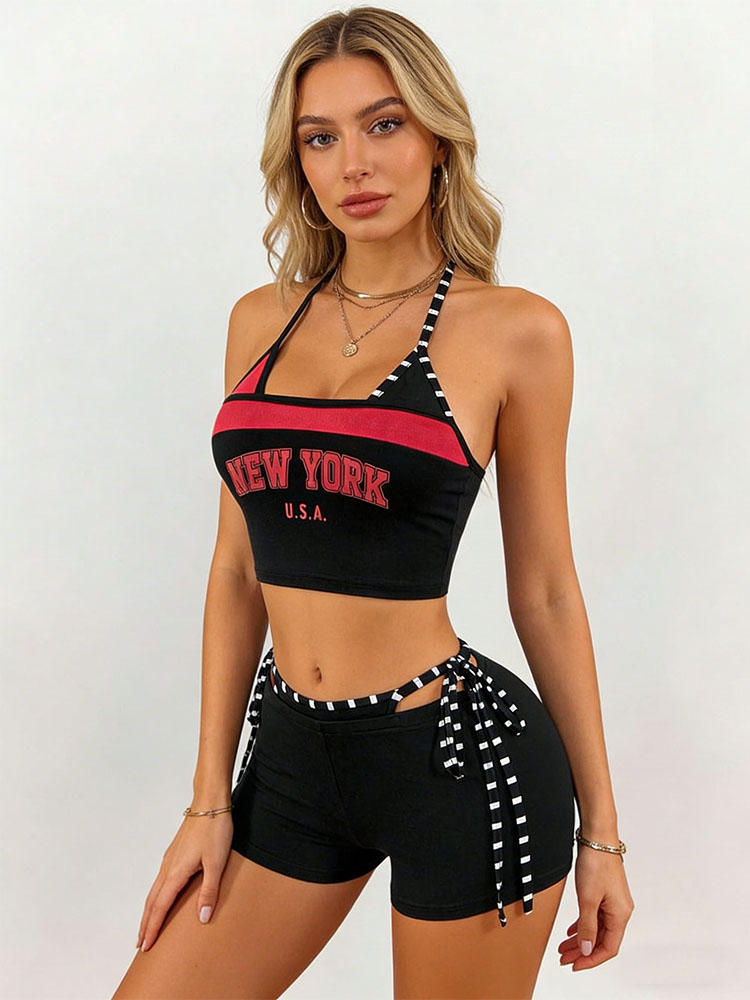Street Fashion New York 2026 - 2026 New 2-piece Y2K Halter Umbilical