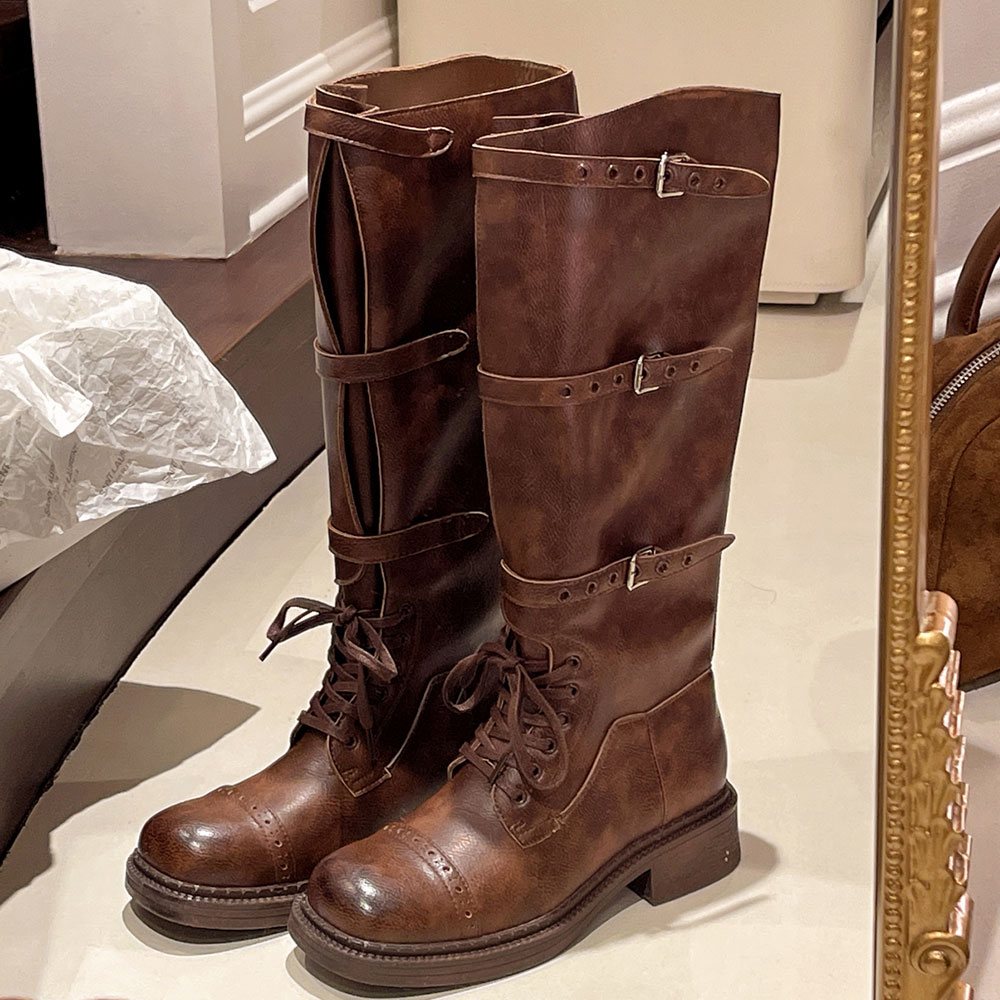 Street Fashion Vintage - Women's Knee High Boots Vintage Belt
