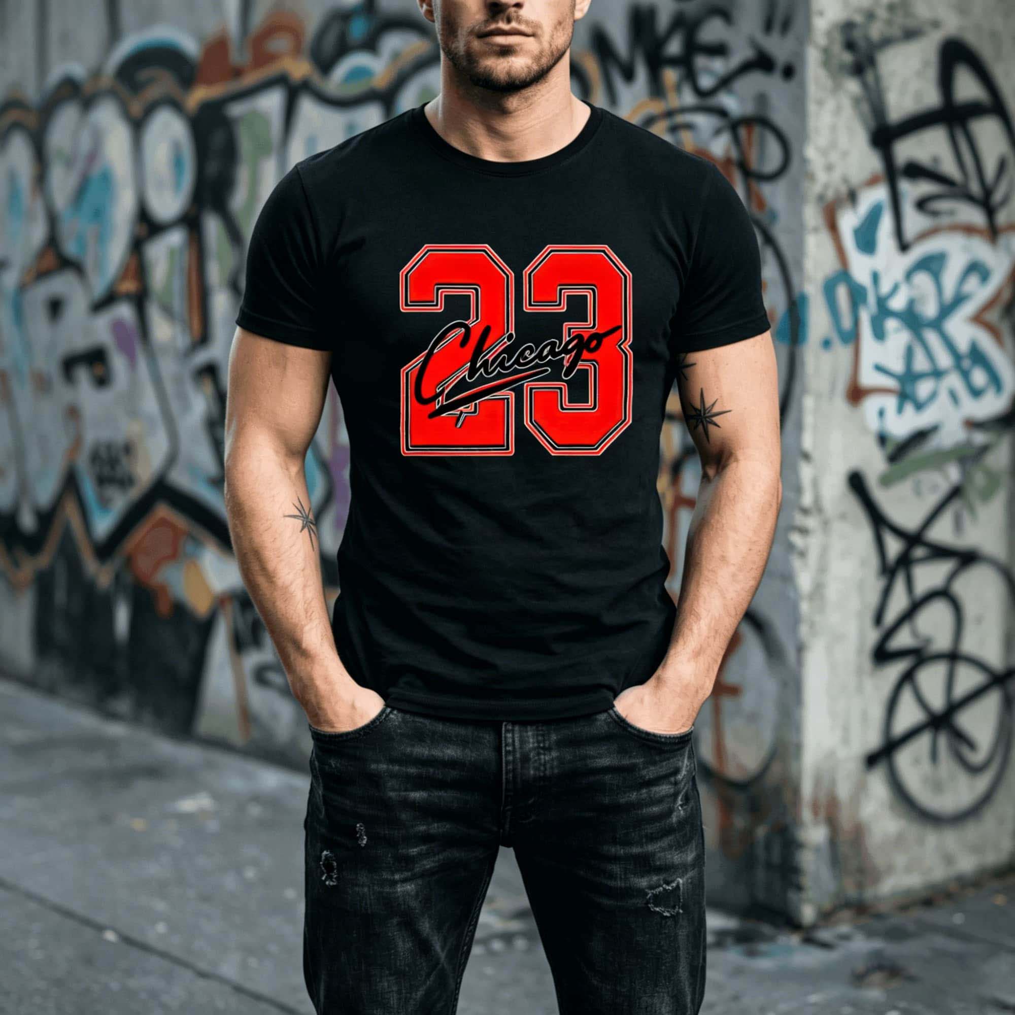 Street Fashion Chicago - Summer Men Chicago Cursive Script Number
