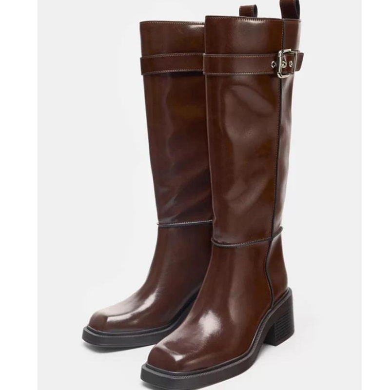 British Style Brown Knee Boots - Street Fashion Vintage 评论和价格