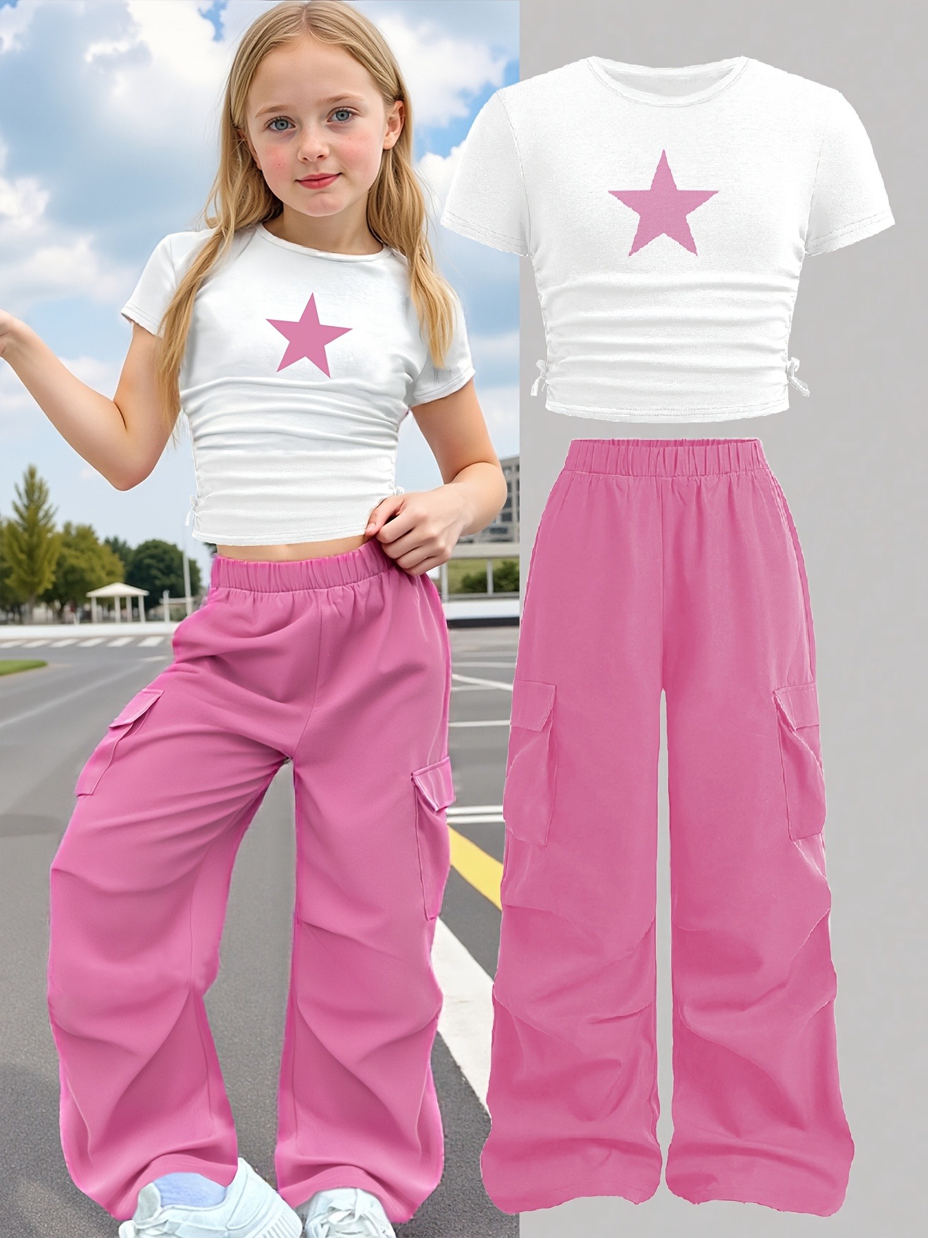 Trendy Girls 2Pcs Co-Ord, Whit - Street Fashion Co 评论和价格