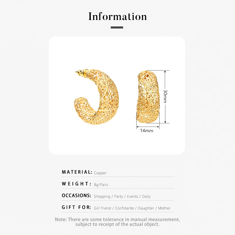 IVOG C Shape Hollowed Out Earr - Street Fashion Website 评论和价格