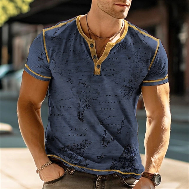 Men's Henry Shirts Funny 3D Pr - Street Fashion Vintage 评论和价格